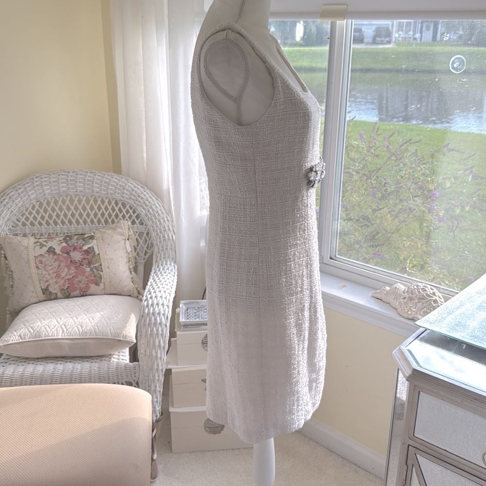 Boston Proper cream tweed boucle knit sheath dress classic - Picture 10 of 16